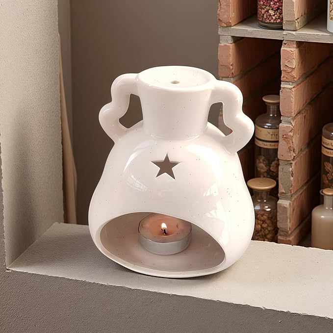 Handmade Ceramic Palo Santo Holder Burner & Sage Holder - Mini Tabletop Chiminea Burner Tray with Ash Catcher, Decorative Incense Holder for Spiritual Meditation & Yoga