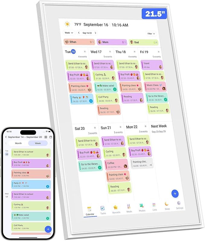 Canupdog Digital Calendar, 21.5 Inch Electronic Calendar Chore Chart & Wall Planner, IPS HD Touchscreen Interactive Display for Family Schedules, Streamline Household Organization, Christmas Gifts for Women Mom