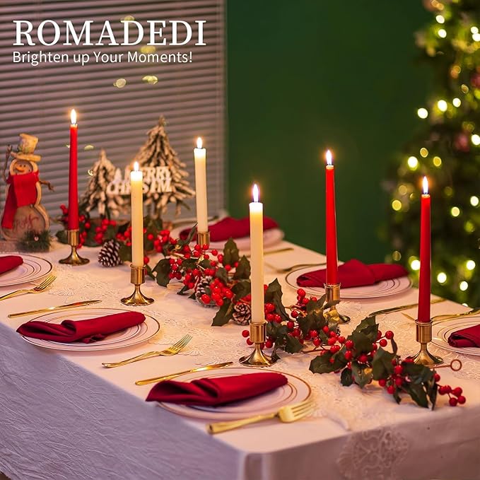 Romadedi Gold Candlestick Candle Holders for Taper, 2 PCS Gold Brass Color Candle Stick Candle Holder for Table Centerpiece, Wedding Reception, Festive Christmas Mantel Decoration or Home Decor