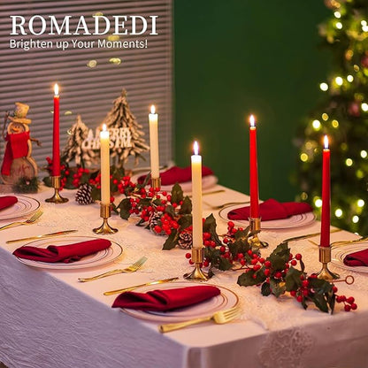 Romadedi Gold Candlestick Candle Holders for Taper, 2 PCS Gold Brass Color Candle Stick Candle Holder for Table Centerpiece, Wedding Reception, Festive Christmas Mantel Decoration or Home Decor