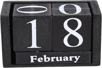 Black Wooden Block Calendar,Perpetual Desk Calendar Desktop,Stylish and Durable Block Calendar for Home and Office