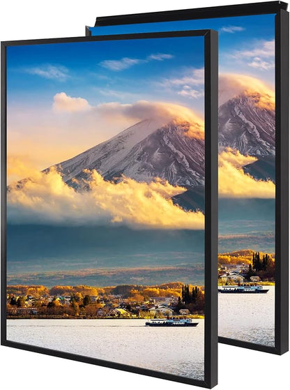 20x28 Inch Poster Frame, Plexiglass, Set of 2, Black Snap Frames, Front-loading Frame, Coating Aluminum Profile, Display Horizontally & Vertically