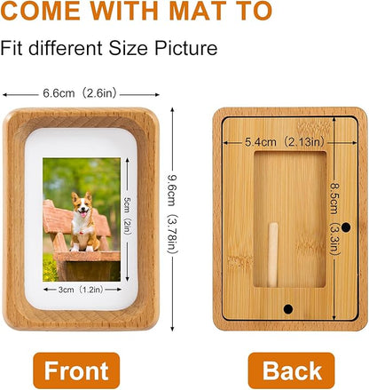 TEYCLZORE 3 inch Wood Small Picture Frames, Natural Beech Wooden Photo Frame, Desktop Cute Mini Small Photo Frame with Mat, Displays 1.2x2 Picture with Mat or 2x3 Without Mat for Tabletop Display