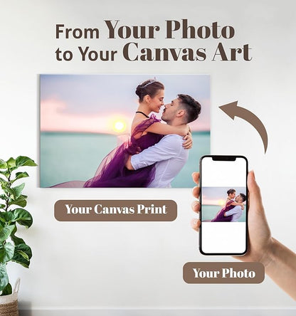 TreeDeal Custom Canvas Prints with Your Photos, Framed 36” x 24” Personalized Pictures Print, Customized Photo to Canvas Wall Art Ideal for Home Decor Gift Wrapping Pets Family Baby Wedding