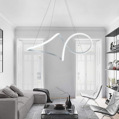 Contemporary Chandelie, LED Pendant Light with Irregular Rings, Not Dimmable 6000K Cool Light, Adjustable Pendant Light for Living Room, Dinning Room, Bed Room, Kitchen, Restaura