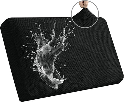 Easy-Going Waterproof Couch Cushion Covers for Couches and Sofas, Stretch Jacquard Sofa Seat Cover Replacement for Dogs, Pets & Kids, Durable Furniture Protector for Loveseat Cushions, Black