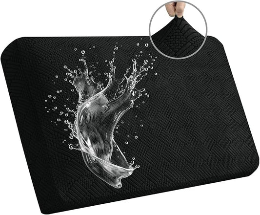 Easy-Going Waterproof Couch Cushion Covers for Couches and Sofas, Stretch Jacquard Sofa Seat Cover Replacement for Dogs, Pets & Kids, Durable Furniture Protector for Loveseat Cushions, Black