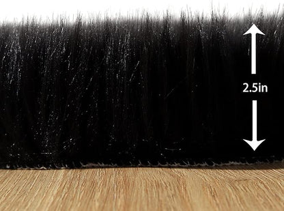 Faux Fur Small Rug 2 x 3 ft Black Shaggy Sheepskin Machine Washable Fuzzy Area Rug Super Soft Fluffy Plush Carpet for Bedroom Living Room Floor Nursery Kids Room Bedside Rug