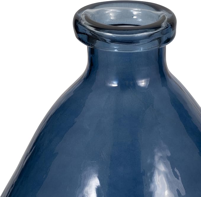 Opaque Glass Vase – Solid Modern Decorative Accent – Elegant Home Decor Centerpiece for Living Room, Bedroom, Office, or Entryway – Handcrafted Glass Flower Vase for Table or Floor – 19", Blue