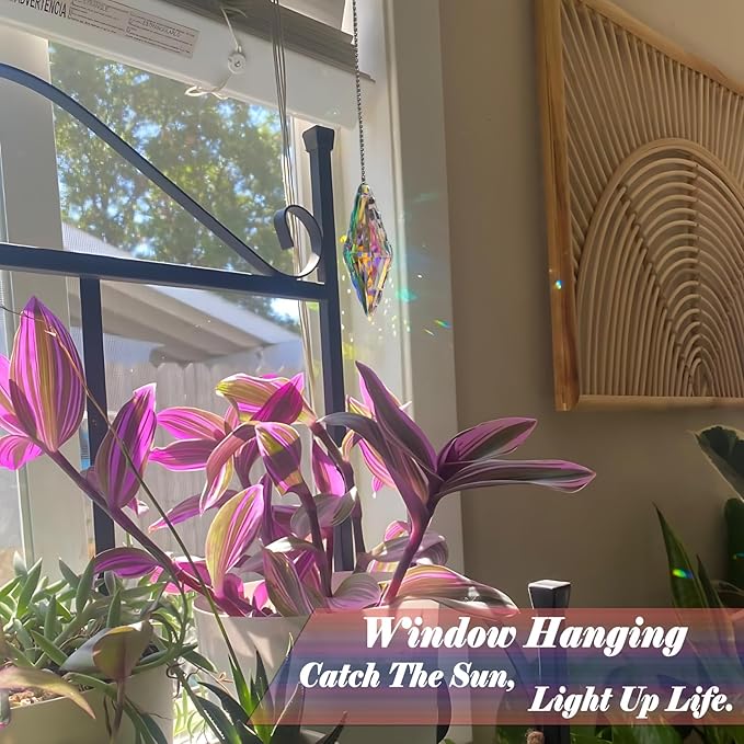 4PCS Crystal Sun Catchers Prisms for Windows Hanging Crystal Prisms Rainbow Maker Window Garden Fantasy Aesthetic Home Decor -AB Color Prism Suncatcher