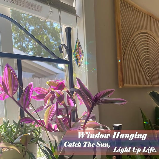 4PCS Crystal Sun Catchers Prisms for Windows Hanging Crystal Prisms Rainbow Maker Window Garden Fantasy Aesthetic Home Decor -AB Color Prism Suncatcher