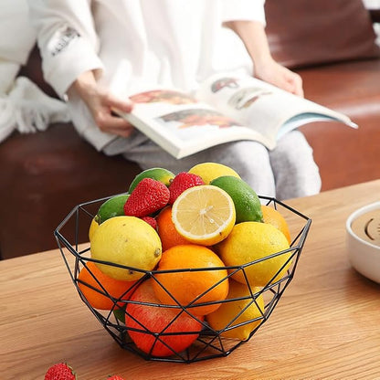 HOMQUEN Fruit Basket, Fruit Bowl, Metal Wire Fruit Basket for kitchen, Fruit Bowl for Kitchen Counter, Basket for Fruits, Vegetables, Breads, Snacks, Kitchen Gadgets (Square Tall, Black)