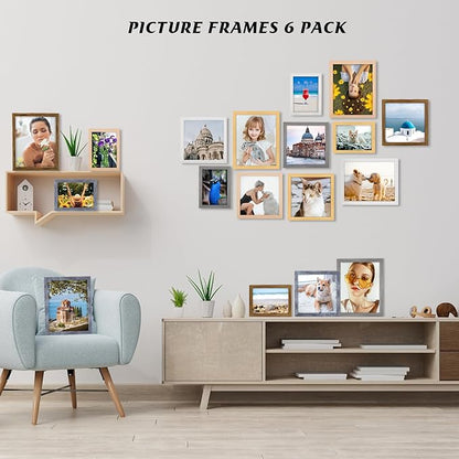 9x13 Picture Frame Distressed Gray, Rustic 13x9 Picture Frame Grey, Pic Poster Frame, 9 by 13 Gallery Family Portrait Photo Frame Horizontal and Vertical Display for Wall Hanging/Tabletop