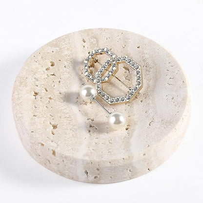 Koville Small Travertine Jewelry Dish, 4" Round Trinket Dish for Ring Necklace Earring, Beige Travertine Soap Dish for Bathroom Kitchen, Natural Stone Small Decorative Dish