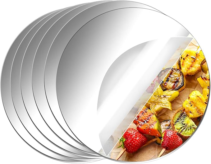 Aneco 6 Pack Acrylic Mirrors - Non Glass, Self Adhesive Round Mirror Wall Stickers for Home Decor, 4 Inches (Thickness 2 mm)
