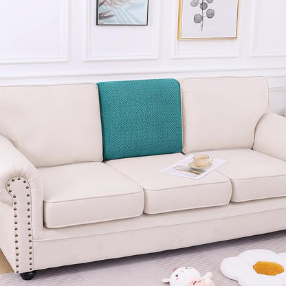 Smiry Waterproof Couch Cushion Covers, Stretch Jacquard Thick Sofa Cushion Covers, Washable Seat Slipcover Elastic Furniture Protector for Pets, Kid (Back Cover M, Peacock Green)
