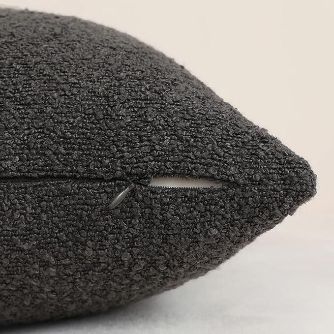 Jeneoo Graphite Grey Decorative Square Thick Accent Throw Pillow Covers Fine Textured Boucle Couch Cushion Case for Living Room Sofa Home Decor, Set of 2, 18 x 18 Inch