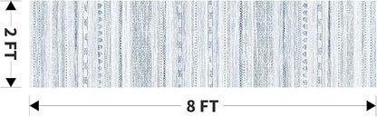 2x8 Runner Rug Machine Washable Non Slip Area Rug Distressed Neutral Moroccan Boho Rug Ultra Soft Floor Runners for Hallways for Entryway Laundry Room Kitchen, Blue