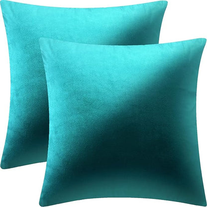 2 Pack 18x18 Pillow Cover Velvet Pillow Covers, Square Throw Pillow Covers for Living Room Decorations Throw Pillow Case, Throw Pillow Cover Cushion Cover for Sofa Bedroom Car, Turquoise Velvet