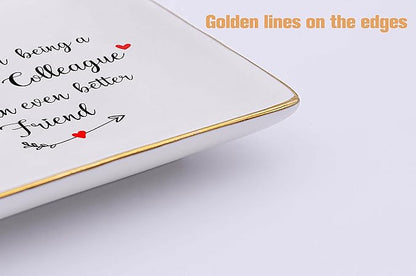 Topthink Leaving or Going Away Goodbye Gifts for Women Colleague Boss Coworker Best Friends - New Job Farewell Gift Friendship Ceramic Jewelry Holder Ring Dish Trinket Tray Thanks being a Great