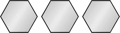 Kate and Laurel Rhodes Modern Hexagon Wall Mirror Set, 3 Pieces Black, Chic Geometric Mirror for Wall