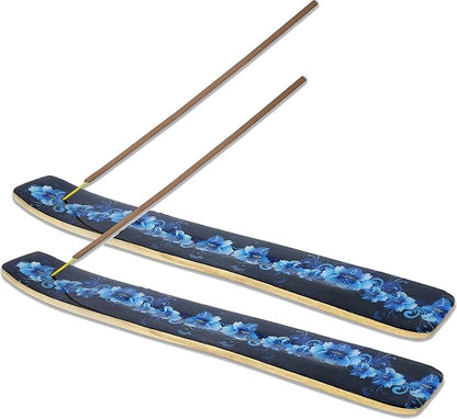 Yajna Traditional-Handmade-Burner Wooden-Incense-Stick-Strip-Holder Ash-Catcher-Stand for-Aromatherapy-Meditation-Yoga (Meditation Time) 10 Inches, Pack of 2