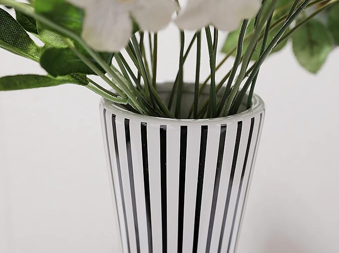Magcolor Flower vase Large Black and White Striped Geometric Ceramic Vase -Modern Vase Decoration. Perfect Home Decoration Vase