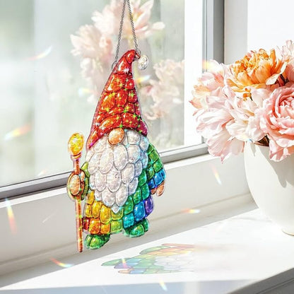 Whimsical Gnome Spirit Acrylic Suncatcher, Window Hanging Sun Catcher Ornament, Crystal Prism Light Catcher Decor, Sunlight Window Decor, Aesthetic Home Decor Gift