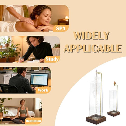1 Pack HZCPENG Incense Holder, 2 in 1 Incense Burner for Sticks or Backflow Incense, Anti-ash Square Incence-Stick Holder with Wooden Base for Meditation, Yoga, Relaxation, and Home Décor