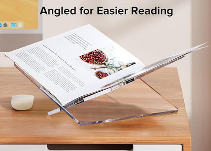 Acrylic Book Stand Large Clear Acrylic Book Holder, 12.5" x 9.5" x 5.7", Open Book Holder Stand for Display and Reading Cookbooks, Art Books, Bibles, Magazines - Home and Office