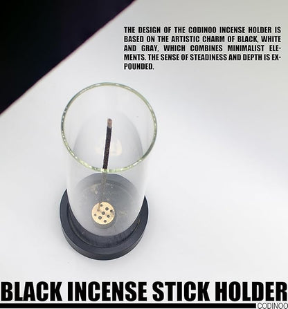 2 pcs Incense Holder for Sticks,Modern Incense Stick Holder with Glass Ash Catcher[Anti ash Flying], Incense Burner Holder,Zen Glass Incense Holder,for Spa Home Decor Yoga Meditation[Black] (2, Black)