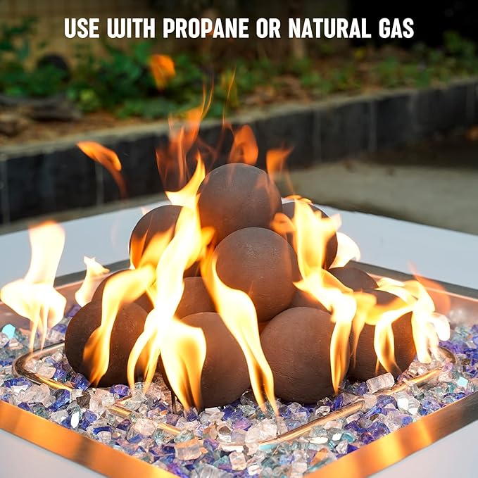 Stanbroil Ceramic Balls - 3” Round Fire Stones for Fire Pit Fire Bowl and Fireplace - Set of 15, Black