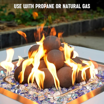 Stanbroil Ceramic Balls - 3” Round Fire Stones for Fire Pit Fire Bowl and Fireplace - Set of 15, Black