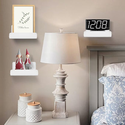 3 Pack Acrylic Small Shelf for Wall Storage,4'' Mini Adhesive Shelf for Living Room,Bathroom,Bedroom,White Color (Adhesive&Drilling)