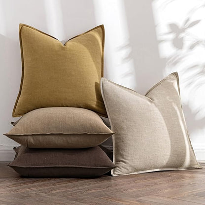 MIULEE Neutral Gold/Brown Linen Pillow Covers Pack of 4 Decorative Natural Throw Pillow Covers Soft Accent Boho Farmhouse Couch Pillowcases Modern Spring Decors for Living Room Bed Sofa 24x24 Inch