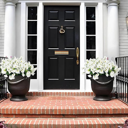Artificial Silk Flowers for Outdoor Decoration,12 Bundles Faux Flowers Colorful Morning Glory with Eucalyptus Fake Plants Greenery UV Resistant for Outside Front Door Planter Porch Patio Yard