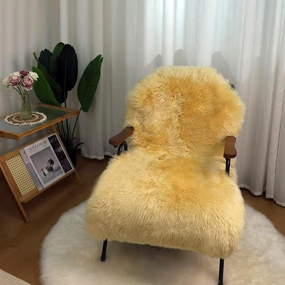 Genuine Sheepskin Rug New Zealand Luxury Lambskin Rug, Natural Fluffy Sheepskin Throw for Bedroom Living Room Children's Room - Premium Area Rug Chair Cover (Yellow, 2×3 Feet)