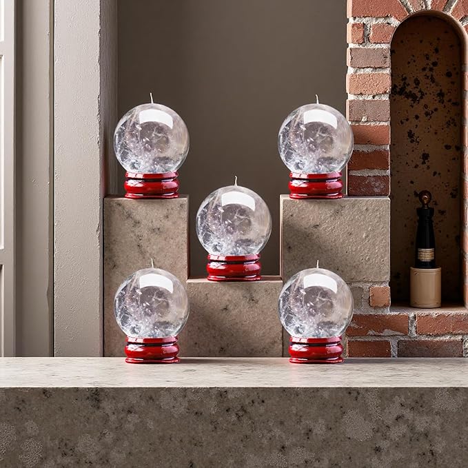 Natural Clear Quartz Crystal Sphere with Stand，5PC Real Crystals Ball, Clear Quartz Small Ball Decor (Clear Quartz Ball)