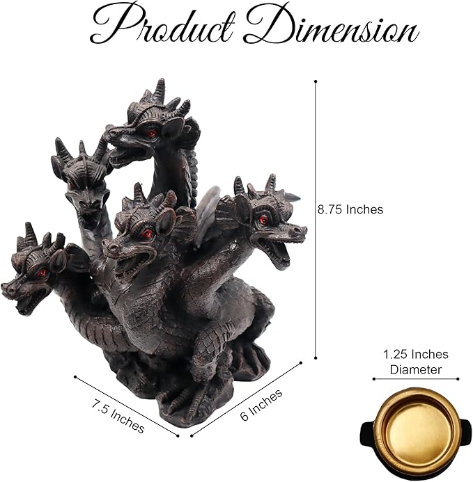 Hosley 2pk 8.5 Inch High Resin Dragon Decor Statue/Incense Cone Burner Smoking Dragon Holder. Ideal for Spa and Aromatherapy Suggested for use with Hosley Brand Incense Cones