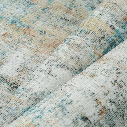 5x7 Washable Area Rug Teal Beige Abstract Living Room Bedroom Carpet Neutral Modern Non-Slip Soft Low Pile Lightweight Vacuumable Throw Rug for Dining Room Entryway