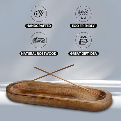 Incense Holder-Incense Burner/Ash Catcher-Handmade Wooden Insence Tray Home Decor 11x4x1.2 Inches
