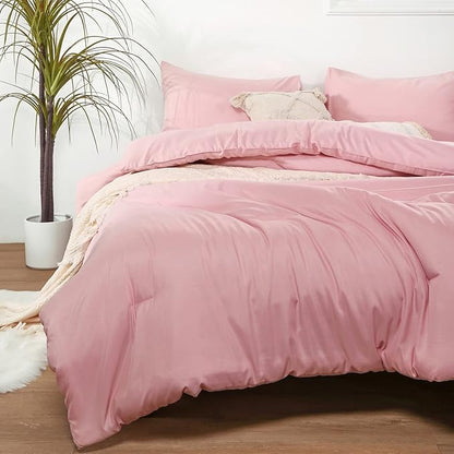 ROSGONIA Twin/Twin XL Comforter Set for College Girls Boys Pink, 1 Comforter & 1 Pillowcase, Lightweight Kids Comforter Set All Season Dorm Bedding