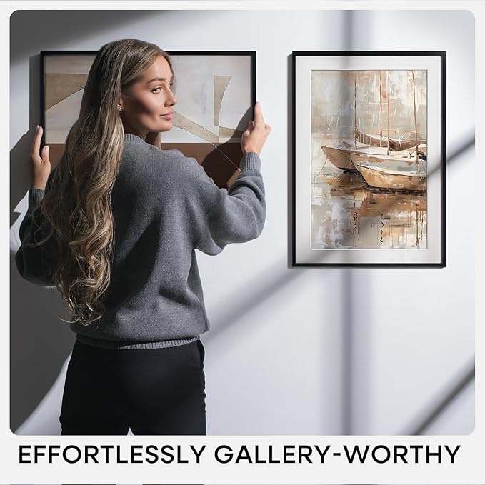 Homeforia 15x21.25 Black Puzzle Frame, High End Metal 15 x 21.25 Picture Frames without Mat, 21.25x15 Thin Black Poster Frame for Wall, 15by21.25 Puzzle Photo Frame, Tempered Glass, Wall Kit, Set of 1
