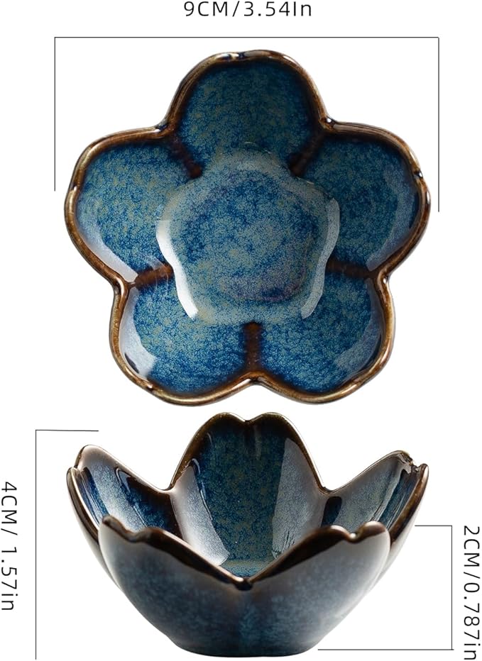 Floral Ceramic Jewelry Tray - 3.5" Elegant Ring Holder Dish & Trinket Bowl for Vanity Dresser Decor (blue)