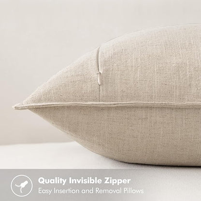 MIULEE Decorative Linen Lumbar Pillow Covers 12x20 Inch Natural Beige Boho Farmhouse Neutral Christmas Couch Throw Pillows for Bed Pack of 2 Accent Modern Pillowcase Sofa Livingroom Home Decor