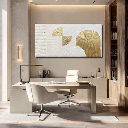 VAYIMDH White Abstract Wall Art Hand Drawn Wall Decor Pictures Semicircle Paintings Arts for Living Room 24"x48" Artwork