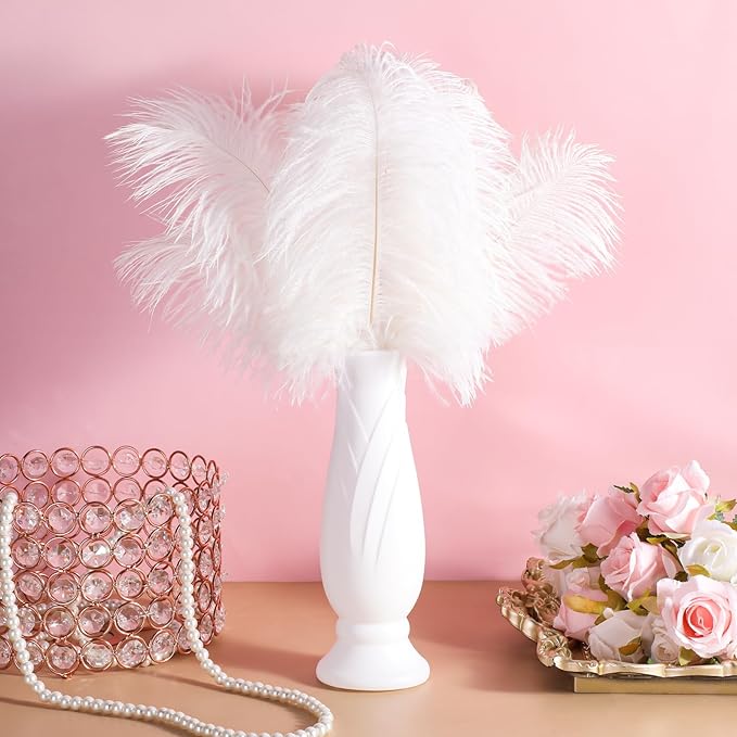 10 Pack Composite Plastic Flower Vases Bulk White Small Boho Floral Vases for Dried Flower Bouquet Pampas Grass Centerpieces Fall Wedding Party Living Room Decor(Vintage)