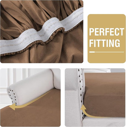 H.VERSAILTEX Suede Chaise Lounge Cover Indoor Stretch Couch Covers for Sectional Sofa Couch Cover L Shape Both Left/Right(1 Piece Chaise Cover, Mocha)