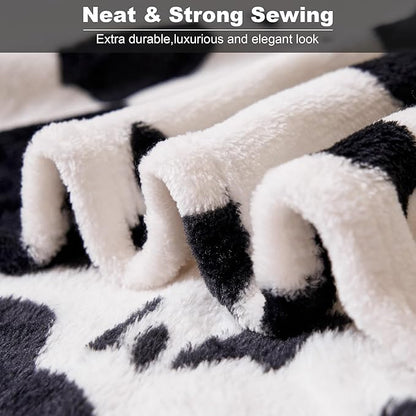 Viviland Fleece Blanket Twin Size Cow Print - 280GSM Lightweight Soft Fuzzy Cozy Plush Twin Blanket for Couch Sofa Bed, 60x80 inches