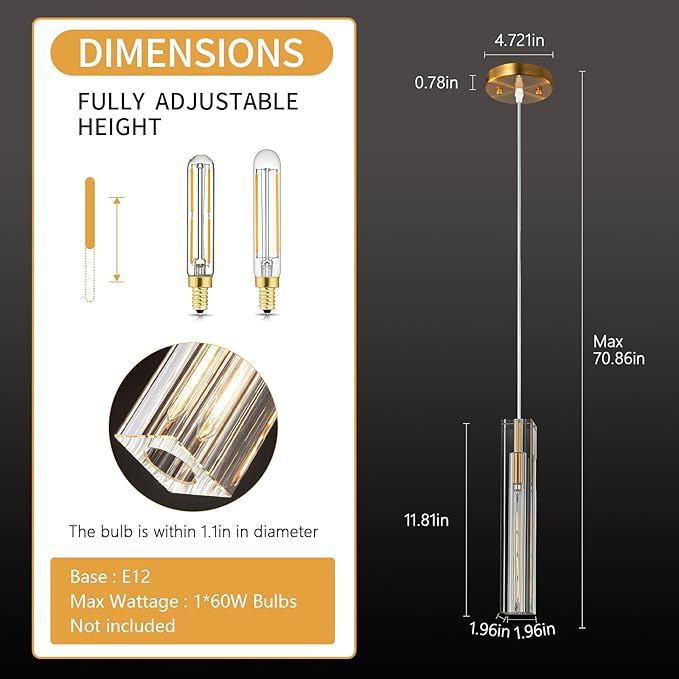Modern Crystal Ceiling Kitchen Light Fixtures Pendant Lights Mini Pendant Light Pendant Lighting for Kitchen Island Bedroom Living Room Hallway Dining Room (2 Pack)